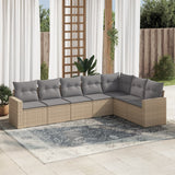vidaXL 7-delige Loungeset met kussens poly rattan zwart