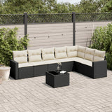 vidaXL 7-delige Loungeset met kussens poly rattan zwart