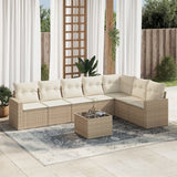 vidaXL 7-delige Loungeset met kussens poly rattan zwart