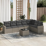 vidaXL 7-delige Loungeset met kussens poly rattan zwart