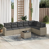 vidaXL 7-delige Loungeset met kussens poly rattan zwart