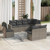 vidaXL 8-delige Loungeset met kussens poly rattan zwart