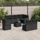 vidaXL 8-delige Loungeset met kussens poly rattan zwart