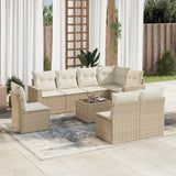vidaXL 8-delige Loungeset met kussens poly rattan zwart