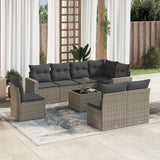 vidaXL 8-delige Loungeset met kussens poly rattan zwart
