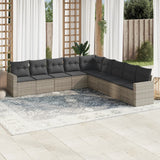 vidaXL 9-delige Loungeset met kussens poly rattan zwart
