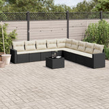vidaXL 9-delige Loungeset met kussens poly rattan zwart