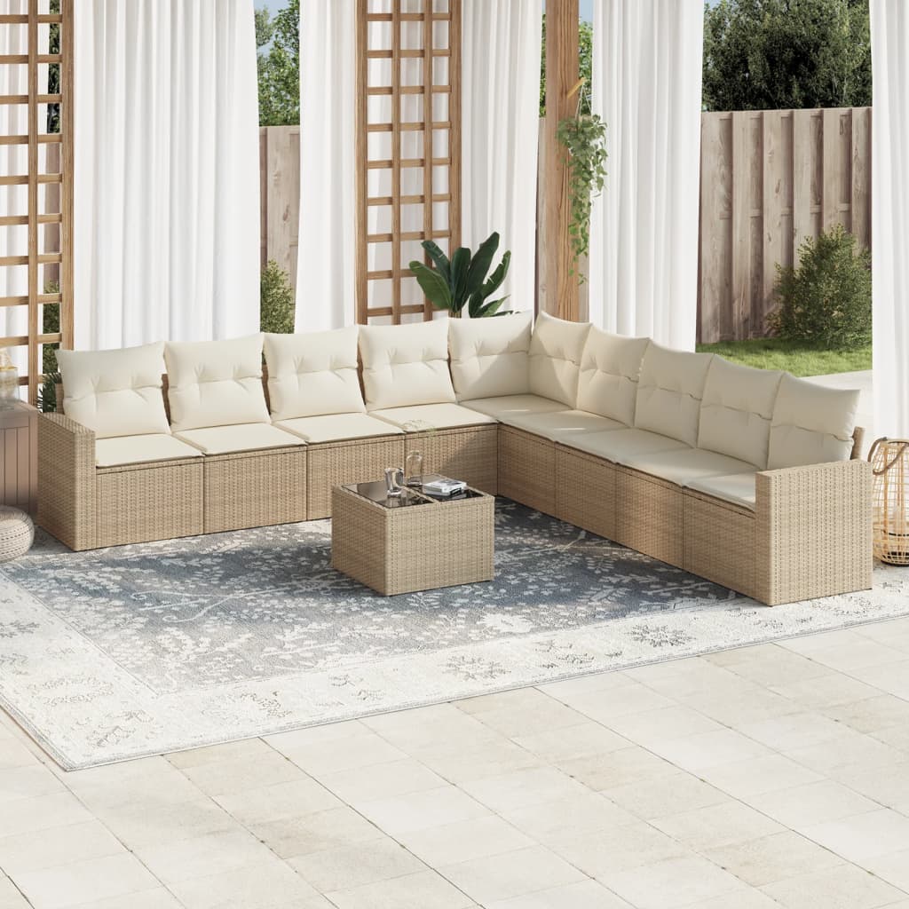 vidaXL 9-delige Loungeset met kussens poly rattan zwart