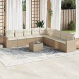 vidaXL 9-delige Loungeset met kussens poly rattan zwart