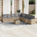 vidaXL 9-delige Loungeset met kussens poly rattan zwart