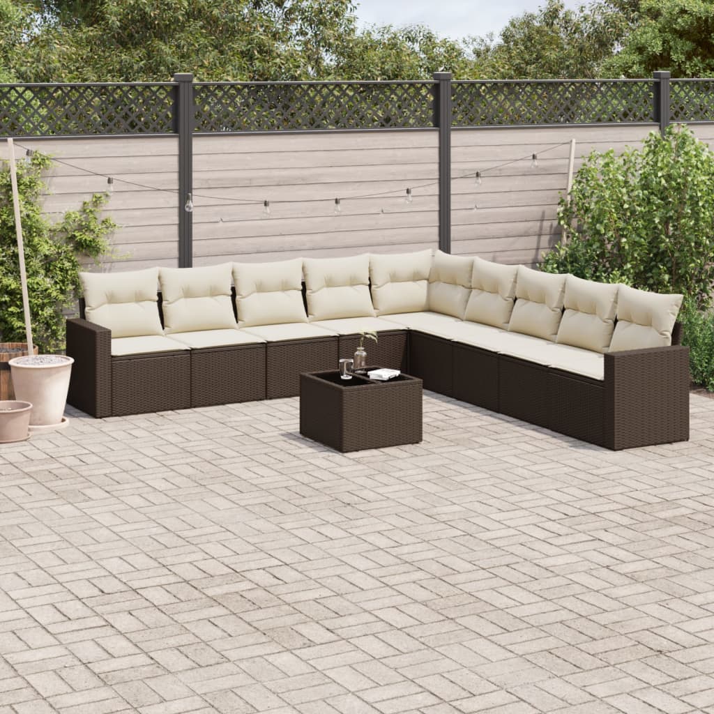 vidaXL 9-delige Loungeset met kussens poly rattan zwart