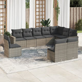 vidaXL 10-delige Loungeset met kussens poly rattan zwart