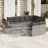 vidaXL 10-delige Loungeset met kussens poly rattan zwart