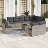 vidaXL 10-delige Loungeset met kussens poly rattan zwart