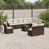 vidaXL 10-delige Loungeset met kussens poly rattan zwart