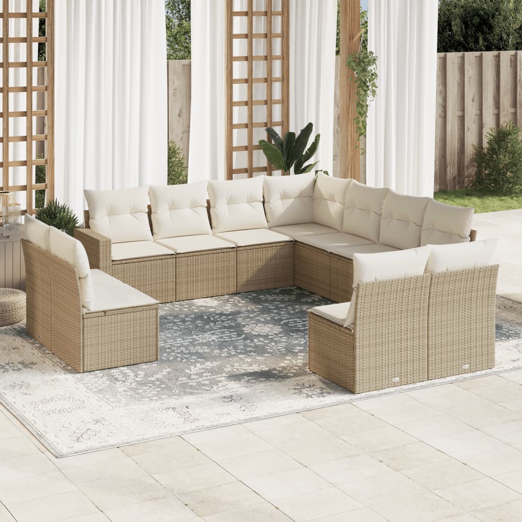 vidaXL 11-delige Loungeset met kussens poly rattan zwart