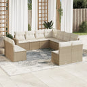 vidaXL 11-delige Loungeset met kussens poly rattan zwart