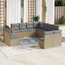vidaXL 11-delige Loungeset met kussens poly rattan zwart