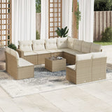 vidaXL 11-delige Loungeset met kussens poly rattan zwart