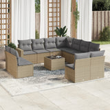 vidaXL 11-delige Loungeset met kussens poly rattan zwart