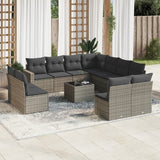 vidaXL 11-delige Loungeset met kussens poly rattan zwart
