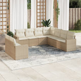 vidaXL 9-delige Loungeset met kussens poly rattan zwart