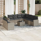 vidaXL 9-delige Loungeset met kussens poly rattan zwart
