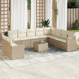 vidaXL 10-delige Loungeset met kussens poly rattan zwart