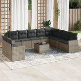 vidaXL 10-delige Loungeset met kussens poly rattan zwart