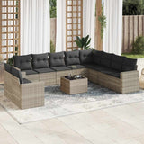 vidaXL 10-delige Loungeset met kussens poly rattan zwart