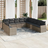 vidaXL 11-delige Loungeset met kussens poly rattan zwart