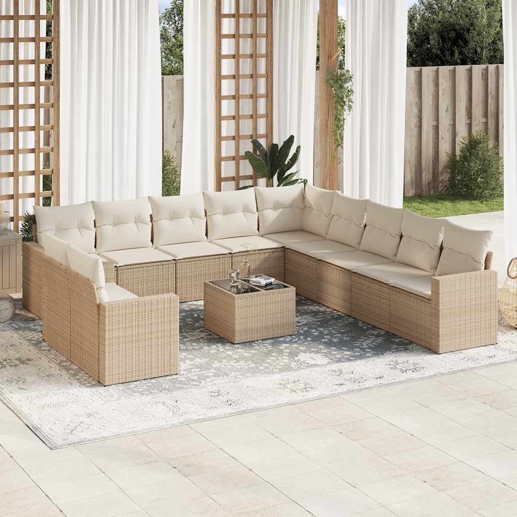 vidaXL 11-delige Loungeset met kussens poly rattan zwart