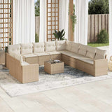 vidaXL 11-delige Loungeset met kussens poly rattan zwart