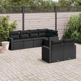 vidaXL 7-delige Loungeset met kussens poly rattan zwart