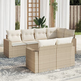 vidaXL 7-delige Loungeset met kussens poly rattan zwart