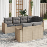 vidaXL 7-delige Loungeset met kussens poly rattan zwart