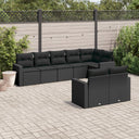 vidaXL 8-delige Loungeset met kussens poly rattan zwart