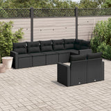 vidaXL 8-delige Loungeset met kussens poly rattan zwart