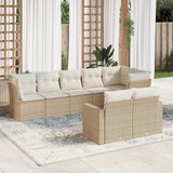 vidaXL 8-delige Loungeset met kussens poly rattan zwart