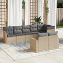 vidaXL 8-delige Loungeset met kussens poly rattan zwart