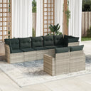 vidaXL 8-delige Loungeset met kussens poly rattan zwart