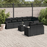 vidaXL 8-delige Loungeset met kussens poly rattan zwart