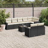 vidaXL 8-delige Loungeset met kussens poly rattan zwart