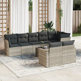 vidaXL 8-delige Loungeset met kussens poly rattan zwart