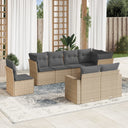 vidaXL 8-delige Loungeset met kussens poly rattan zwart