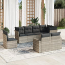 vidaXL 8-delige Loungeset met kussens poly rattan zwart