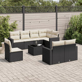 vidaXL 8-delige Loungeset met kussens poly rattan zwart
