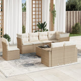 vidaXL 8-delige Loungeset met kussens poly rattan zwart