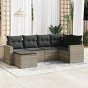 vidaXL 6-delige Loungeset met kussens poly rattan zwart