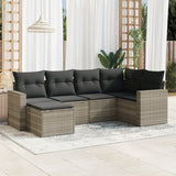 vidaXL 6-delige Loungeset met kussens poly rattan zwart